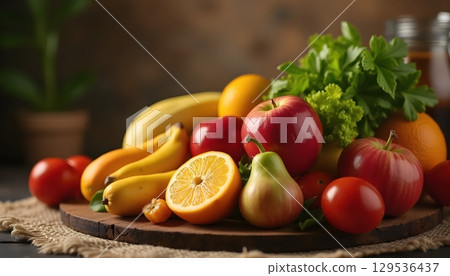 Balanced Fruit Color Pattern in Circular Citrus Arrangement 129536437