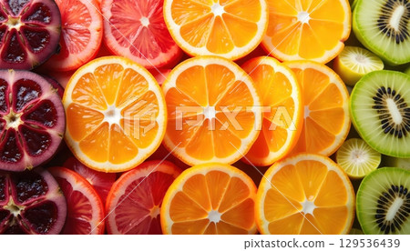 Top View Citrus Plate With Harmonious Color Layout 129536439