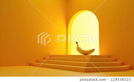 Ripe Banana Displayed in Bold Warm Light Frame Ripe Banana Displayed in Bold Warm Light Frame 129536523