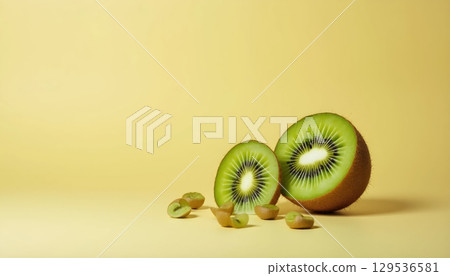 Minimalist Kiwi Art Focused on Core Seed Details 129536581