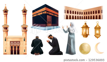 Realistic Hajj Islamic Original Element Collection 129536893
