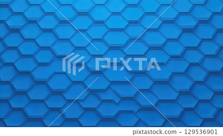 Modern Geometric Surface With Blue Isometric Hexagon Pattern 129536901