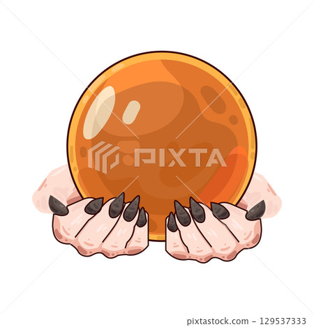 illustration of witch hand holding crystal ball illustration of witch hand holding crystal ball 129537333