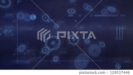 Image of data processing and scope scanning on black background 129537446