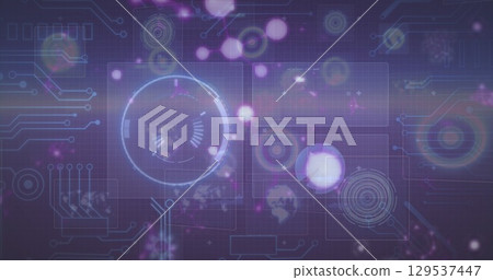 Image of data processing over blue background Image of data processing over blue background 129537447