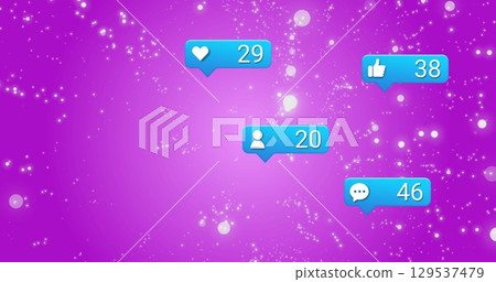 Image of world map over light trails 129537479
