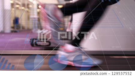 Image of digital interface over women exercising Image of digital interface over women exercising 129537552
