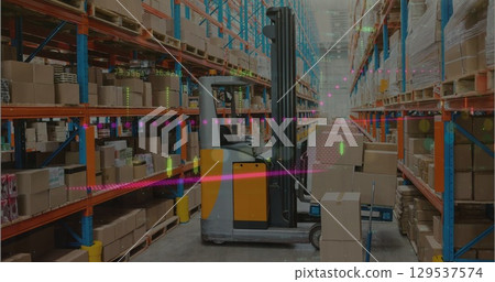 Image of financial graphs over warehouse Image of financial graphs over warehouse 129537574