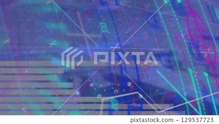 Image of data processing and globe over office 129537723