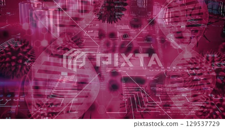 Image of medical data processing and processor socket over dark background 129537729