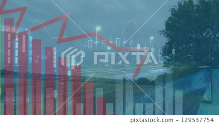 Image of data processing over cityscape 129537754