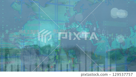 Image of data processing over landscape Image of data processing over landscape 129537757