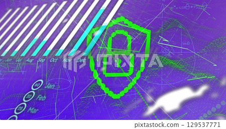 Image of data processing over blue background 129537771