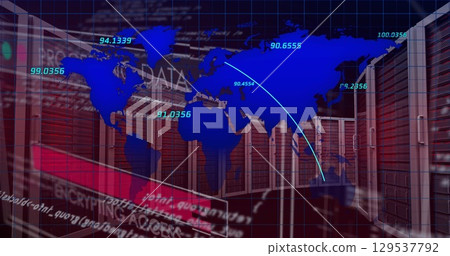 Image of data processing and servers over black background Image of data processing and servers over black background 129537792
