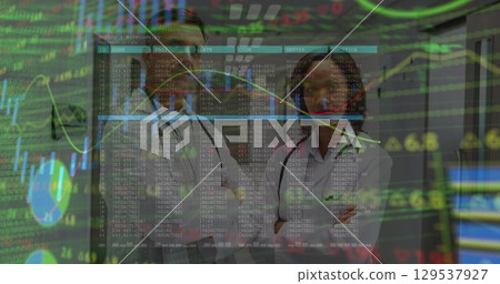 Image of data processing over diverse doctors Image of data processing over diverse doctors 129537927