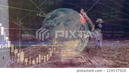 Image of globe and statistics processing and warehouse 129537928