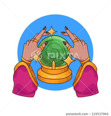 illustration of crystal ball in hands of fortune teller illustration of crystal ball in hands of fortune teller 129537968