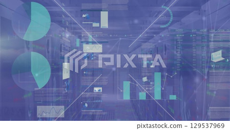 Image of graphs and data over servers Image of graphs and data over servers 129537969