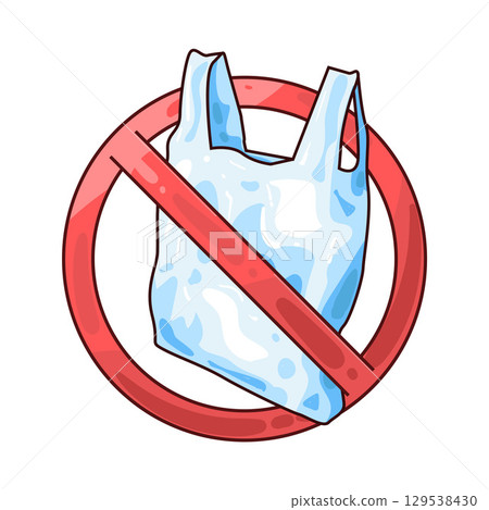 illustration of no plastic bag illustration of no plastic bag 129538430
