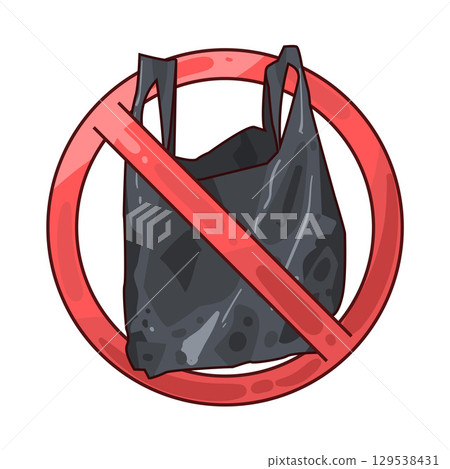 illustration of no plastic bag 129538431