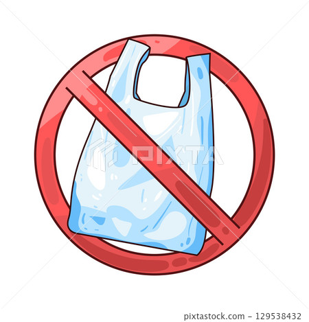 illustration of no plastic bag 129538432