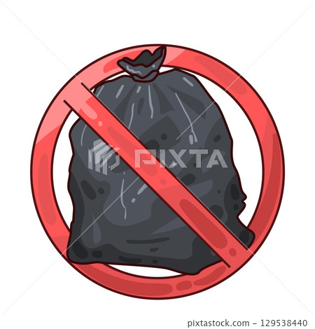 illustration of no plastic bag 129538440