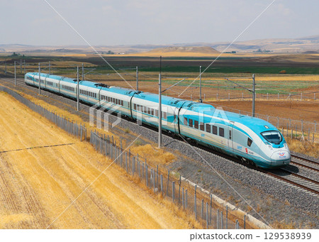 Turkish high-speed train HT80000 running across the plains 129538939