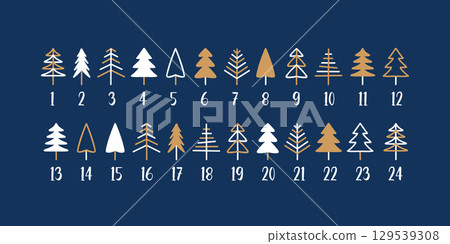 advent calendar with 24 christmas trees vector illustration advent calendar with 24 christmas trees vector illustration 129539308