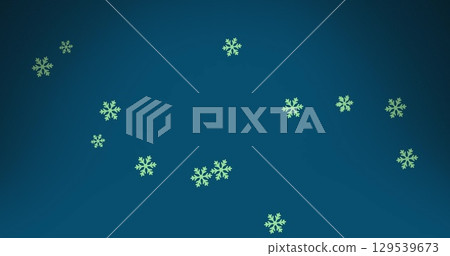 Image of green snowflakes on blue background Image of green snowflakes on blue background 129539673