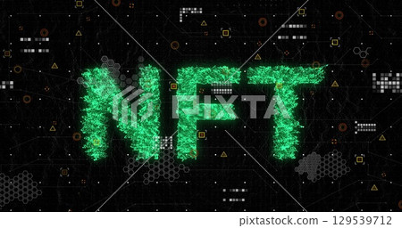 Image of nft over icons on black background 129539712
