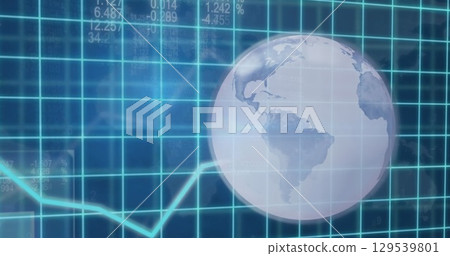 Image of data processing over globe Image of data processing over globe 129539801