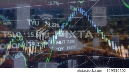 Image of financial data processing over dark background 129539802