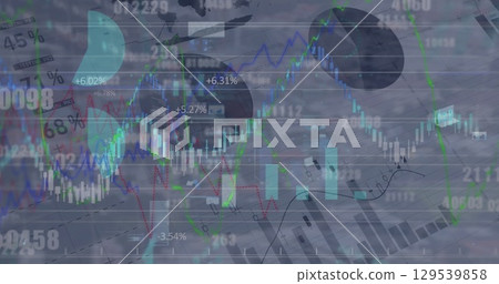 Image of graph and charts over data processing 129539858