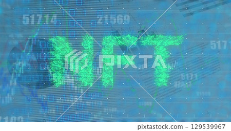 Image of nft text and binary coding over statistics 129539967