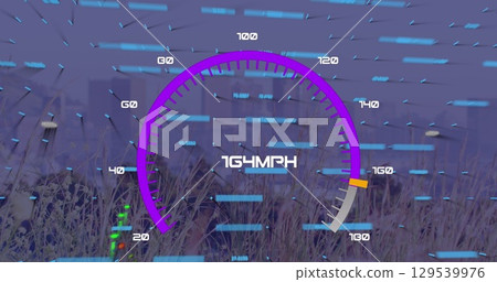 Image of data processing over cityscape 129539976