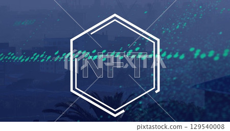 Image of graphs and nft over cityscape 129540008