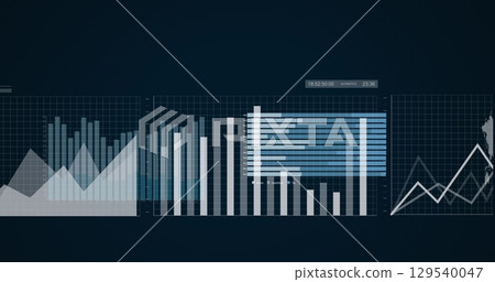 Image of diverse graphs on black background 129540047
