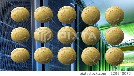 Image of coins with nft over servers Image of coins with nft over servers 129540073