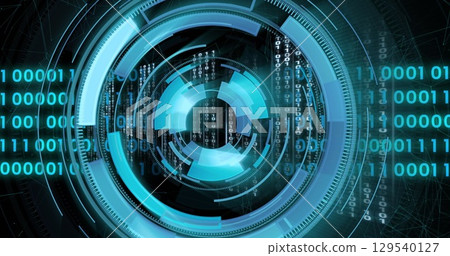 Image of scope scanning and data processing over black background 129540127