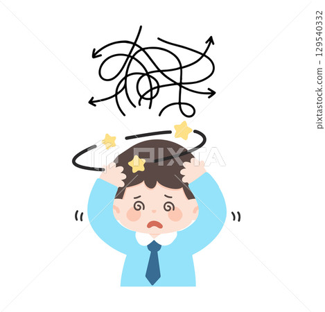 Cartoon Illustration of Dizzy Businessman Cartoon Illustration of Dizzy Businessman 129540332