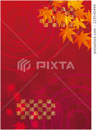Autumn leaves Japanese style background 129540494