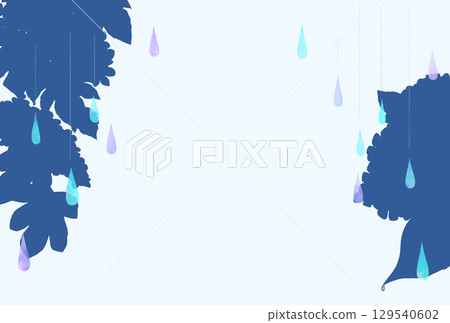 繡球花和雨剪影風景明信片尺寸 繡球花和雨剪影風景明信片尺寸 129540602