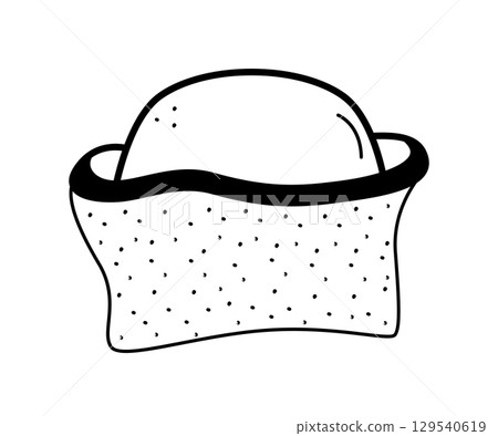 Beekeeper's net cap doodle icon. Headdress sketch insect protection. Hand drawn vector illustration on a white background. 129540619