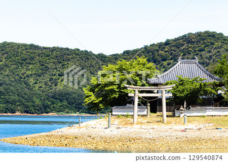 A view from the opposite bank of Osake Shrine's Otabisho on Ikushima Island in Ako City, Hyogo Prefecture A view from the opposite bank of Osake Shrine's Otabisho on Ikushima Island in Ako City, Hyogo Prefecture 129540874