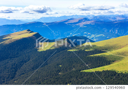 Seceda autumn valley landscape, Val Gardena, Italy 129540960
