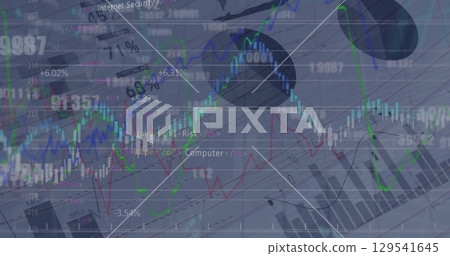 Image of graph over data processing and malware warning 129541645