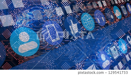 Image of social media icons over processor socket 129541733
