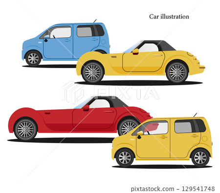 汽車插圖素材集向量汽車白色背景敞篷車輕型車 汽車插圖素材集向量汽車白色背景敞篷車輕型車 129541748