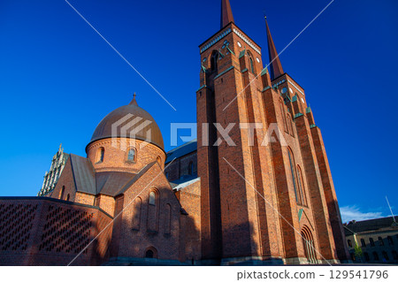 Roskilde Cathedral, a Gothic World Heritage Site in the city of Roskilde near Copenhagen in the Kingdom of Denmark in Northern Europe 129541796