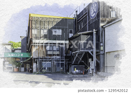 Watercolor style, Kotohira, Nakano Udon School Kotohira Branch, Kotohira Town, Kagawa Prefecture 129542012